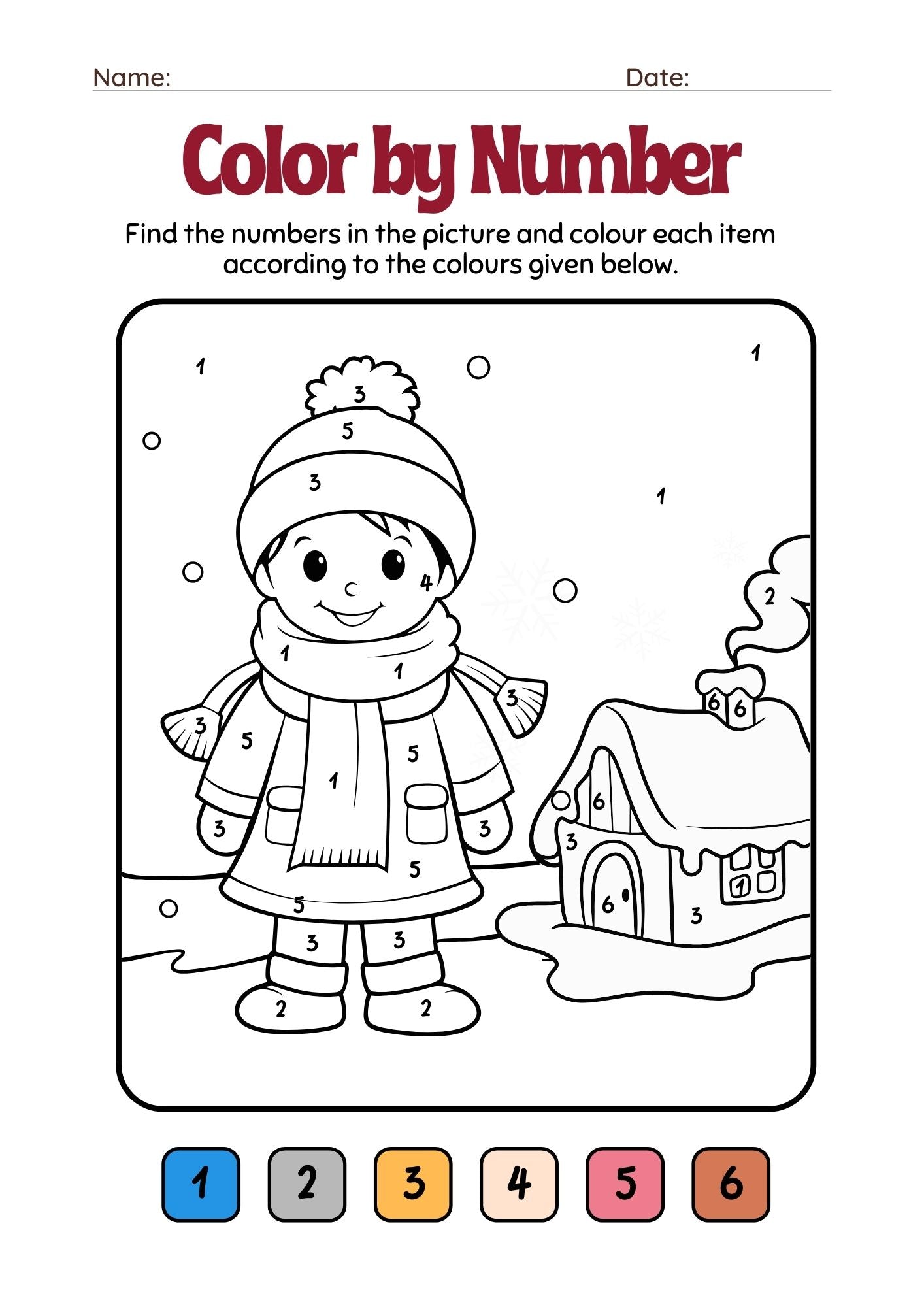 Color by Number, Digital Coloring Pages,Paint by Numbers for Kids